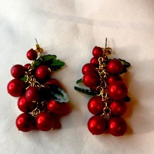 Holly Berry Style Dangle Earrings